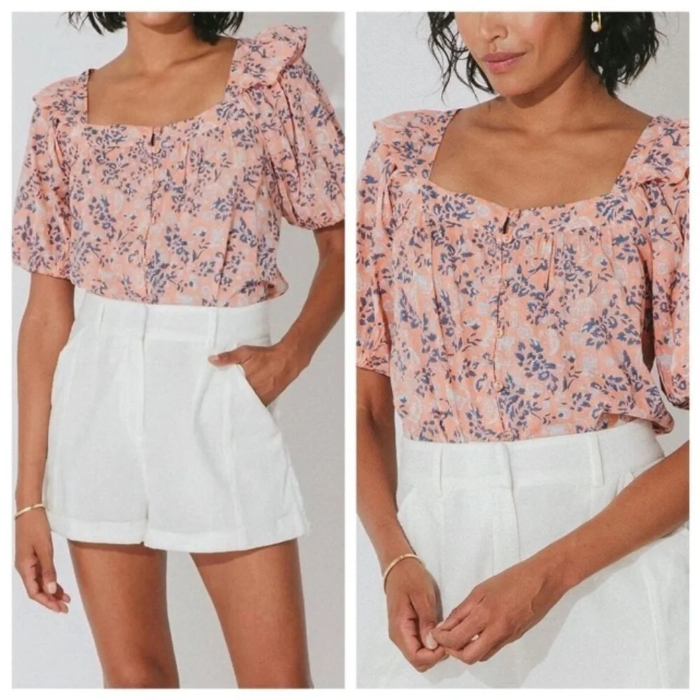 Cleobella Mariana Floral Positano Organic Cotton Blouse S Boho Romantic Feminine